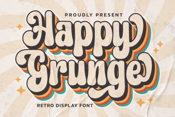 Happy Grunge: A Groovy Display Font for Retro Designs