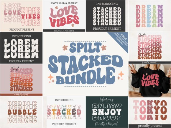 Spilt Stacked Bundle: A Groovy Display Typeface